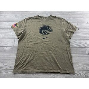 Nike Boise State Broncos Mens XL Olive Green Military Graphic T-Shirt Camo Back